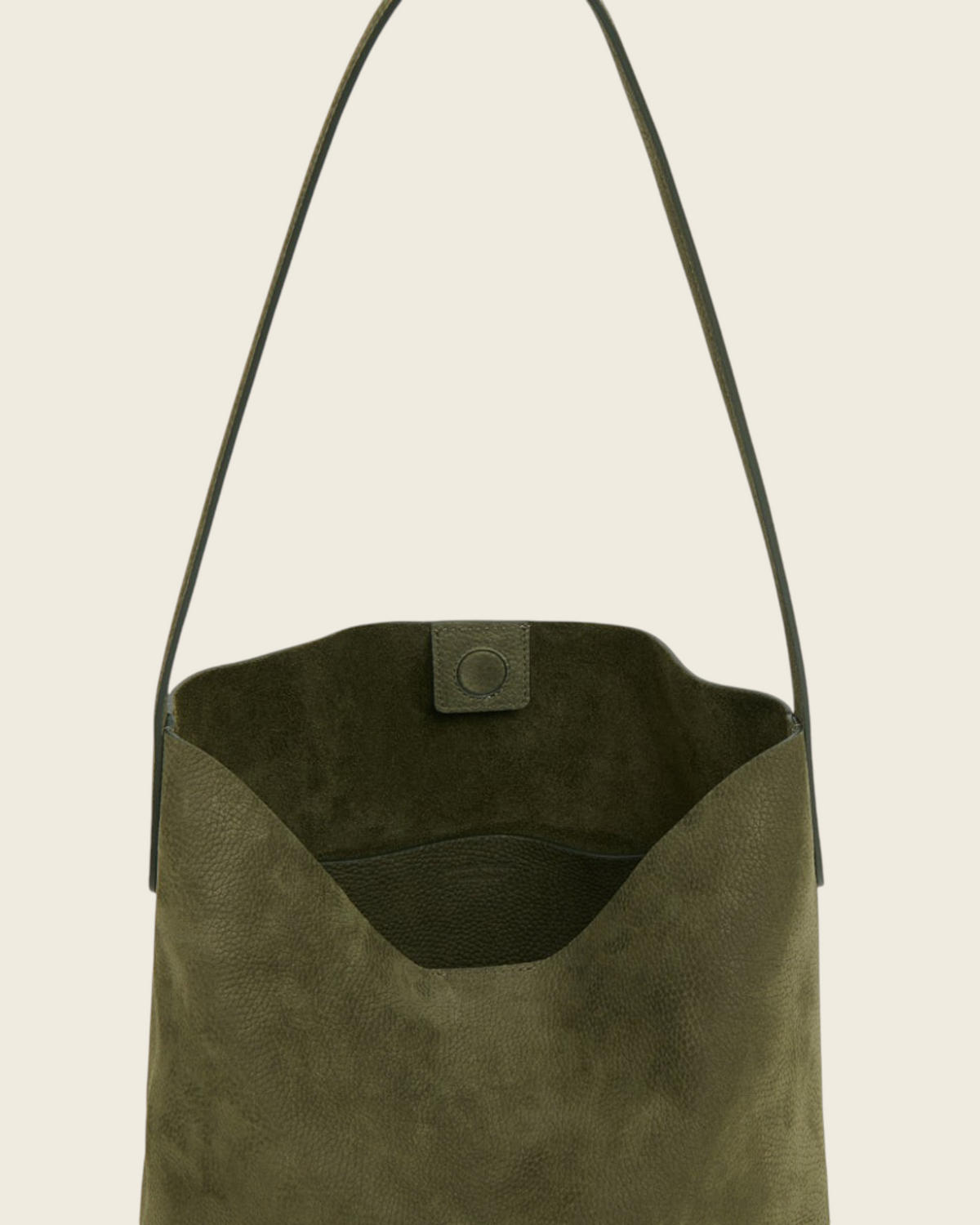 Weldun Mansur Gavriel Everyday Cabas tote in algae green pebbled nubuck leather with magnetic closure