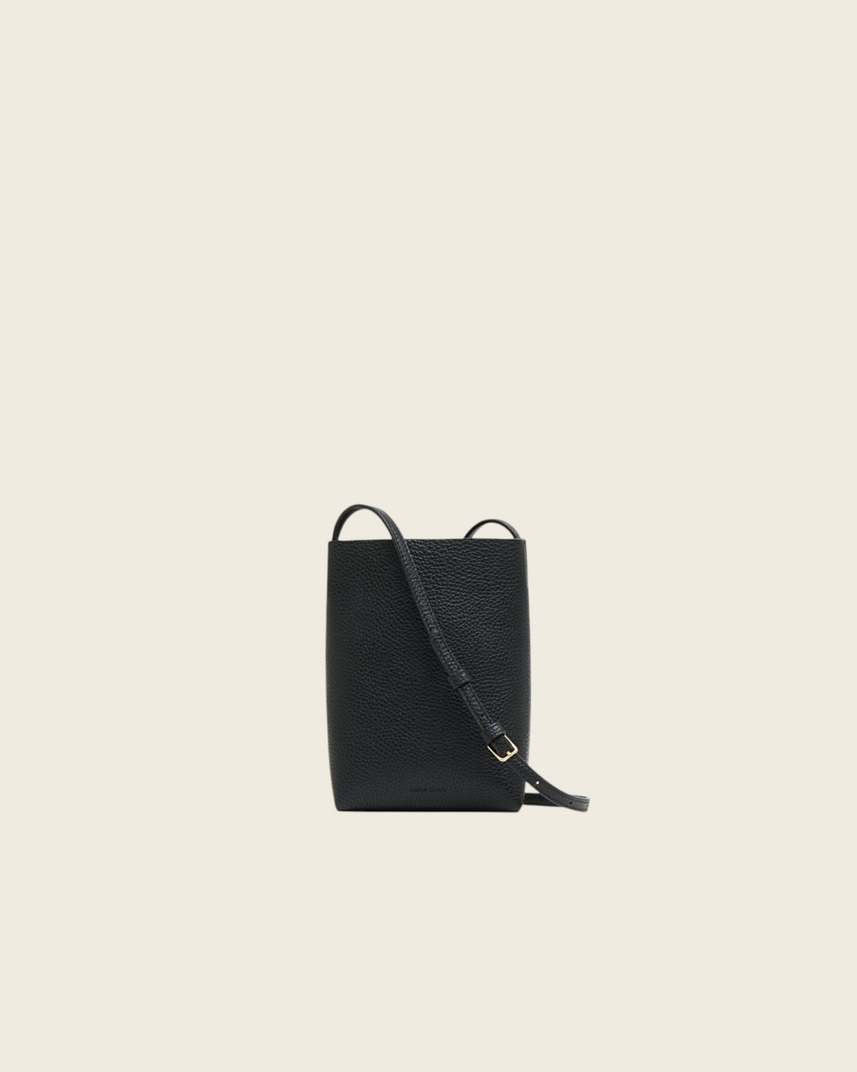 Weldun Mansur Gavriel black pebbled leather Everyday Cabas crossbody bag with an adjustable strap.