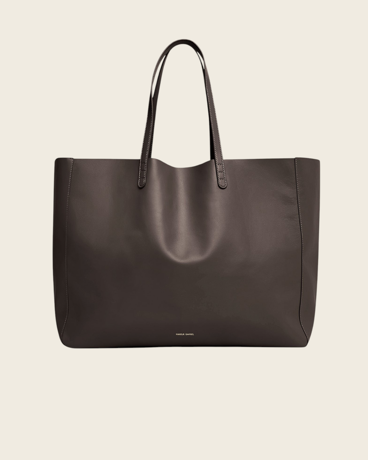 Weldun Juno oversized tote bag in ebony brown lambskin leather with a minimalist slouchy design