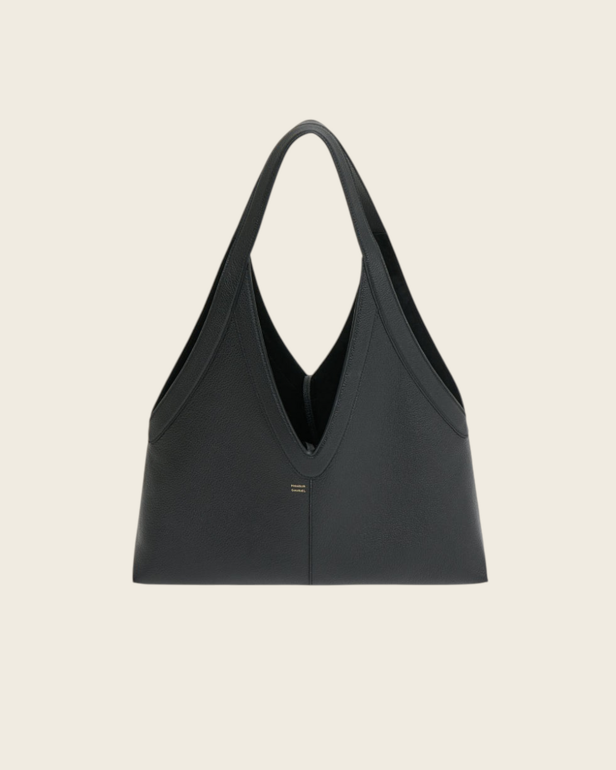 Weldun Mansur Gavriel Soft M Tote in black leather with a minimalist silhouette and comfortable shoulder strap