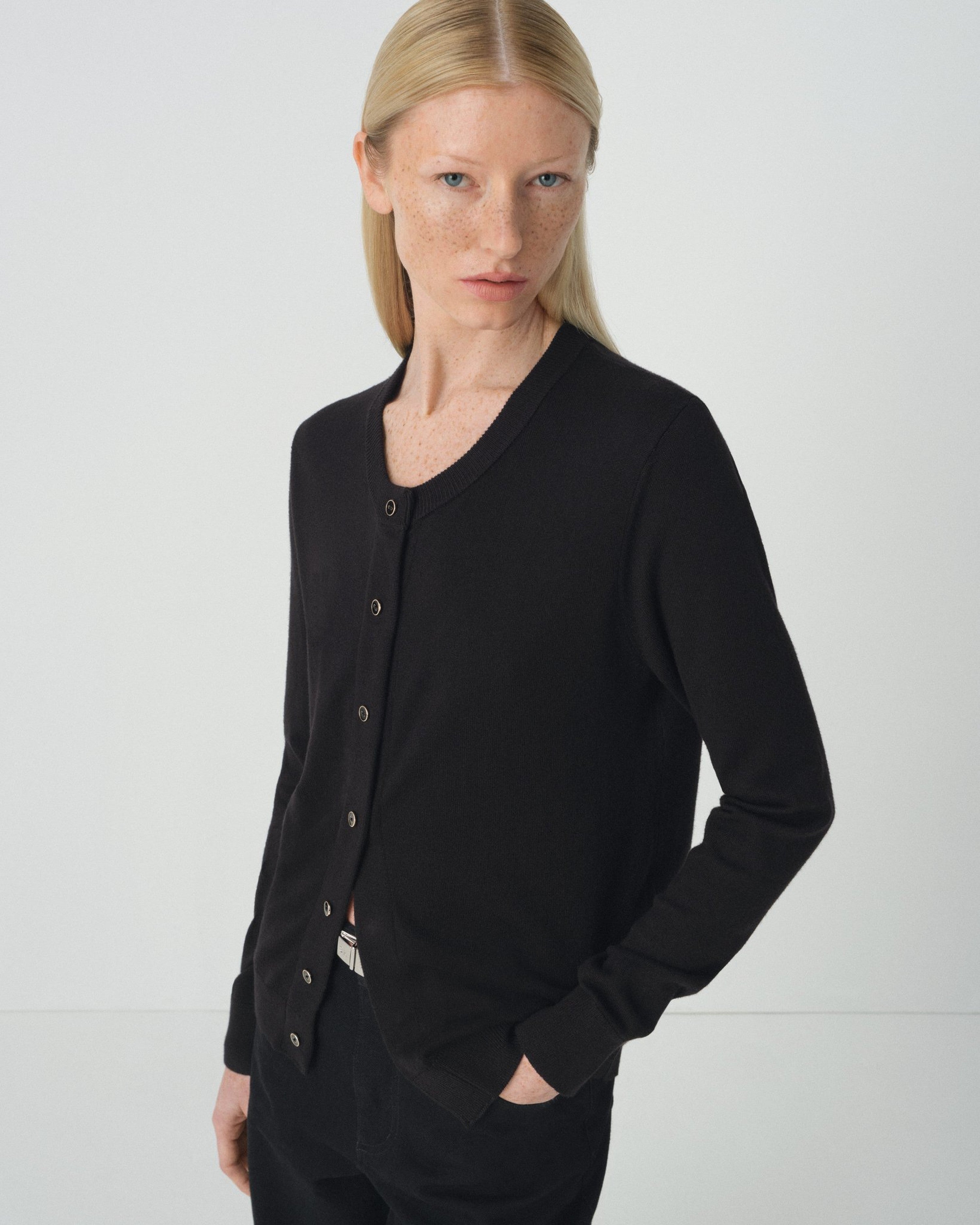 Women's Black Adaptive Magnetic Front Knit Cardigan Sweater by MagnaReady®