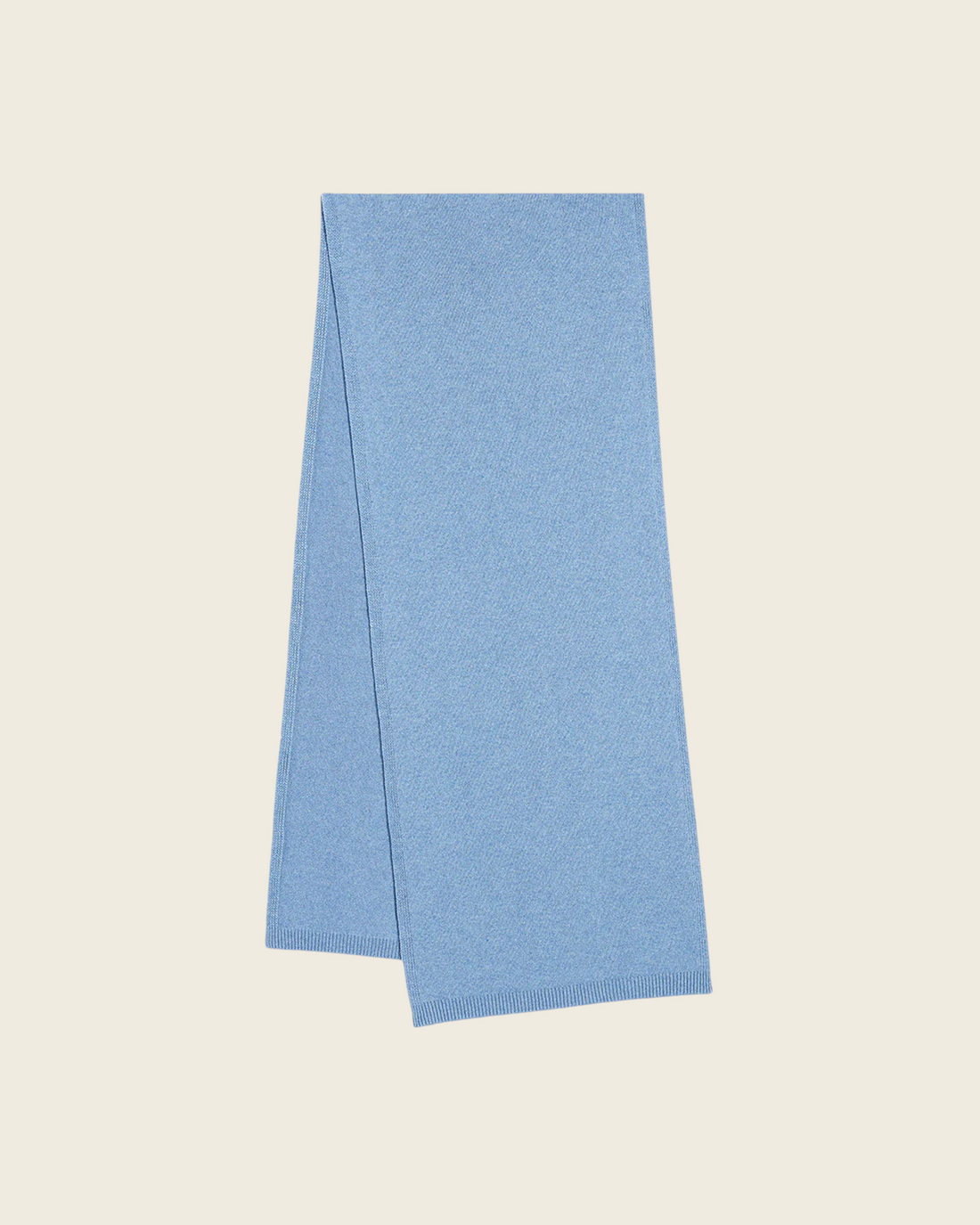 Weldun cornflower blue recycled cashmere scarf with a soft knit texture for warmth and versatile styling.