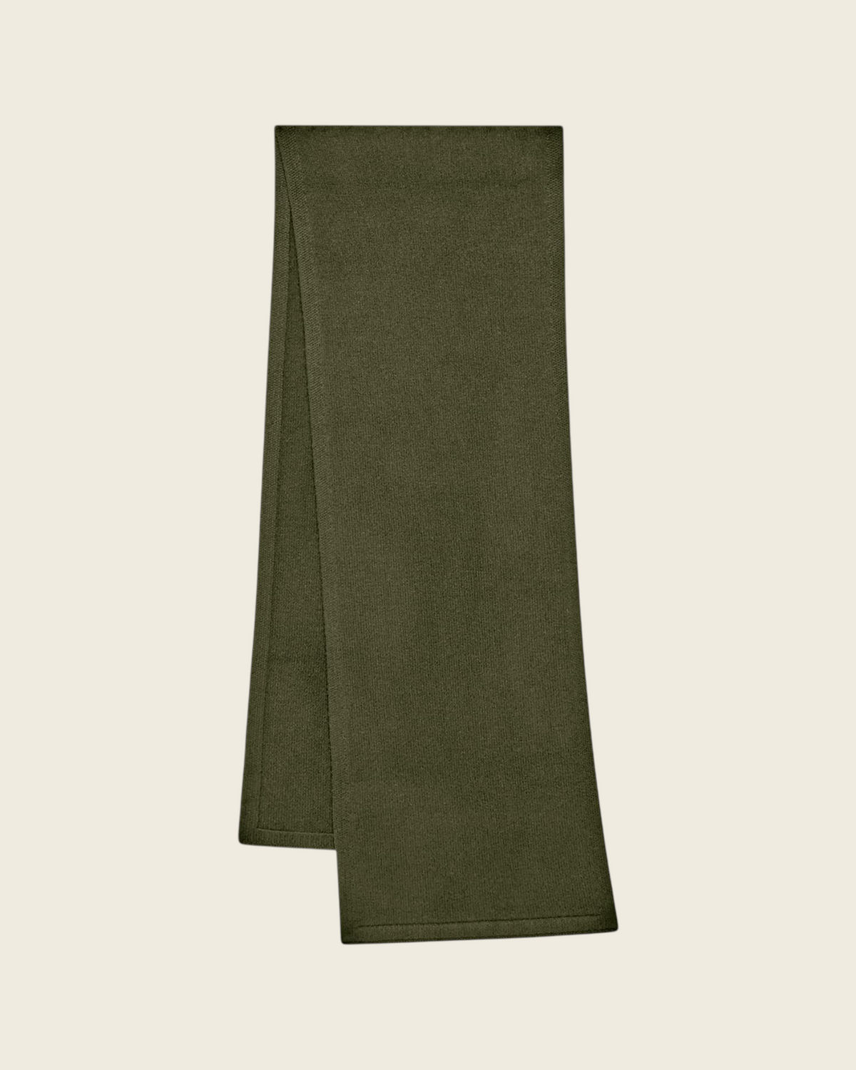 Weldun moss green recycled cashmere shawl scarf with a soft knit texture for warmth and comfort.