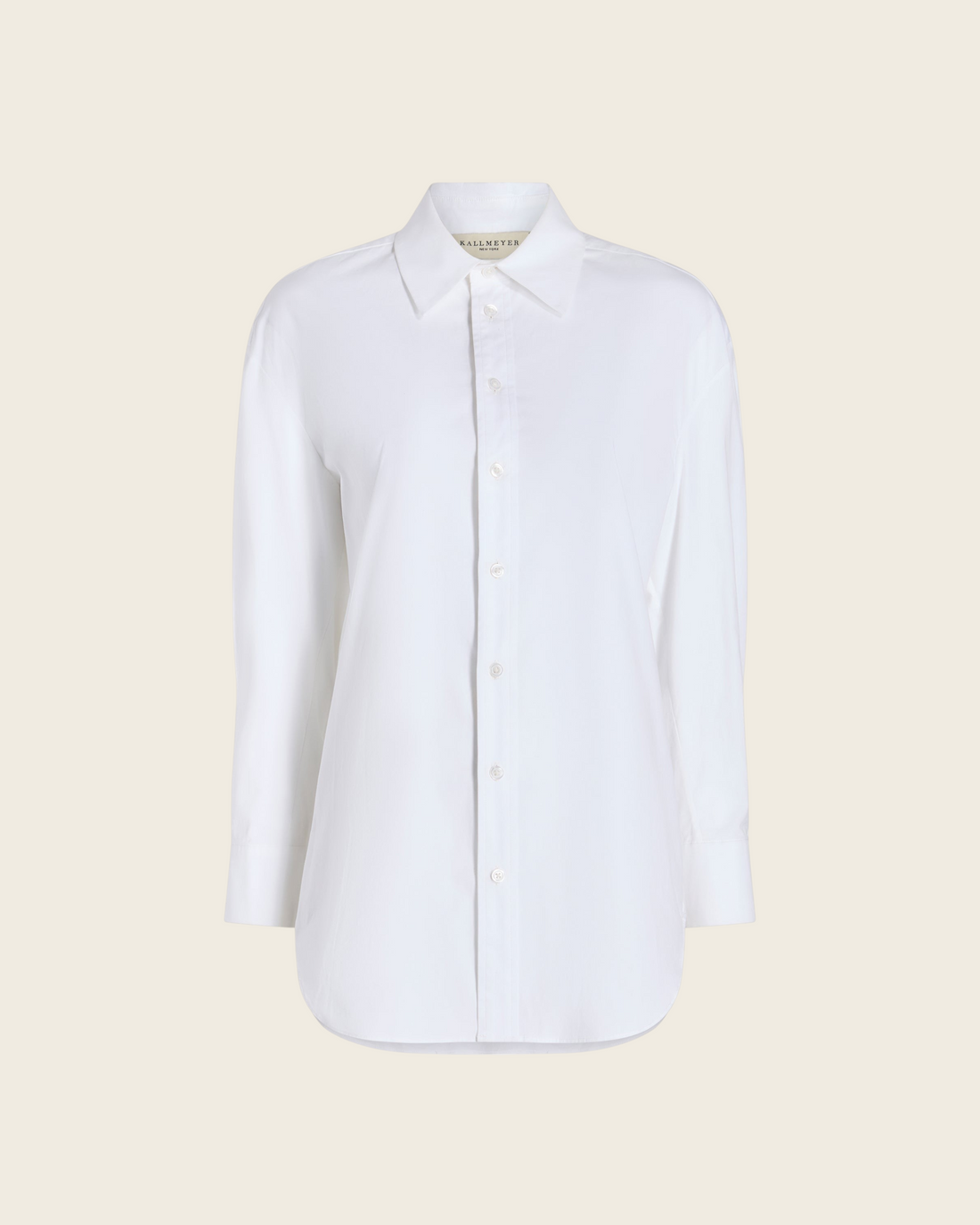 Weldun KALLMEYER white cotton poplin button down shirt with a classic collar and relaxed oversized fit