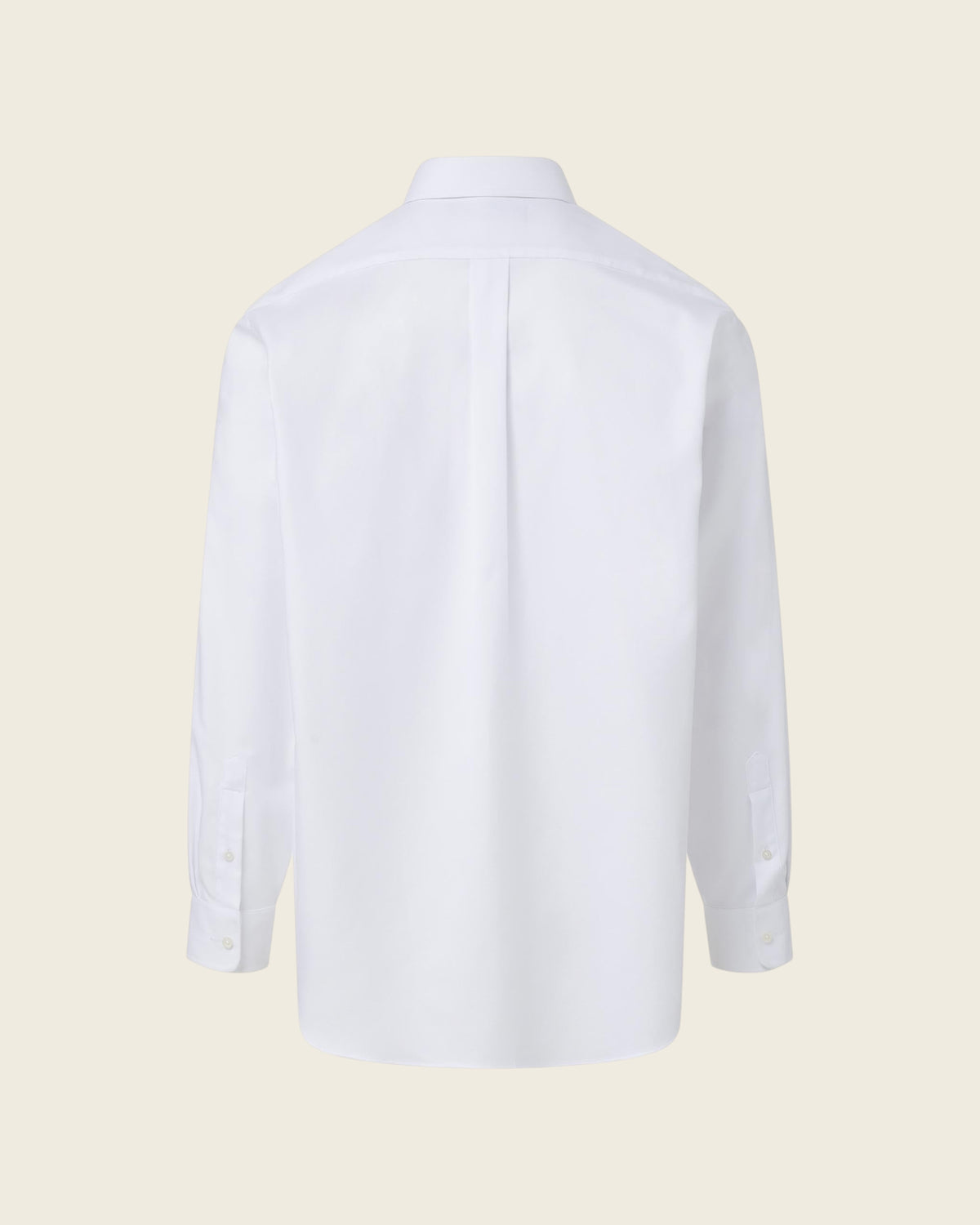 Weldun white adaptive dress shirt with magnetic closures, shown from the back with a classic spread collar.