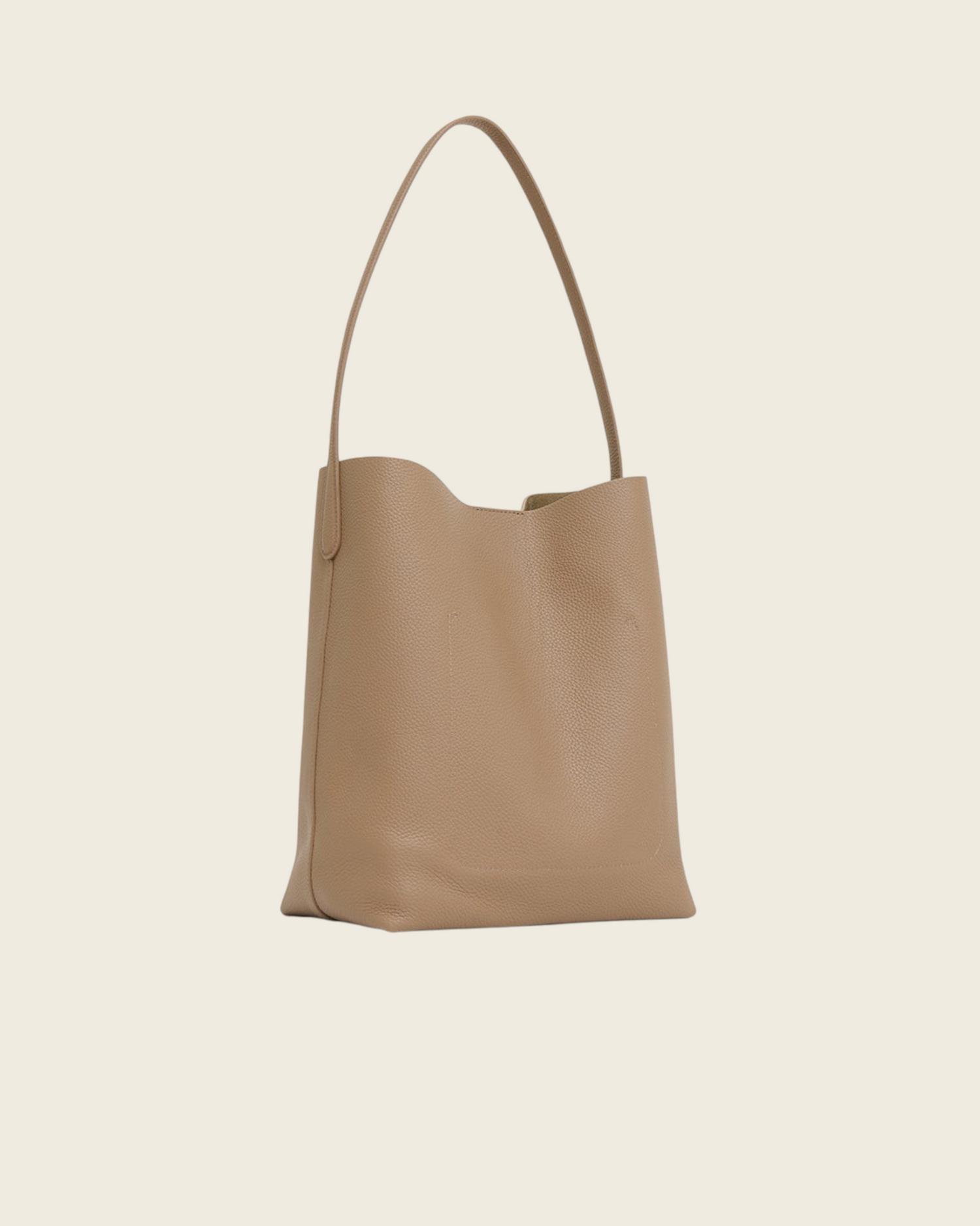 Weldun Mansur Gavriel Everyday Cabas tote bag in anise beige pebbled leather with long shoulder straps