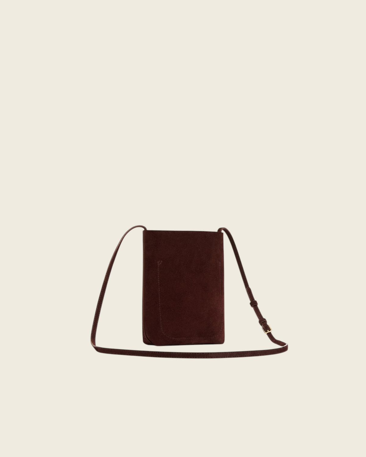 Weldun Mansur Gavriel Everyday Cabas crossbody bag in chocolate brown Italian calf suede with adjustable strap.