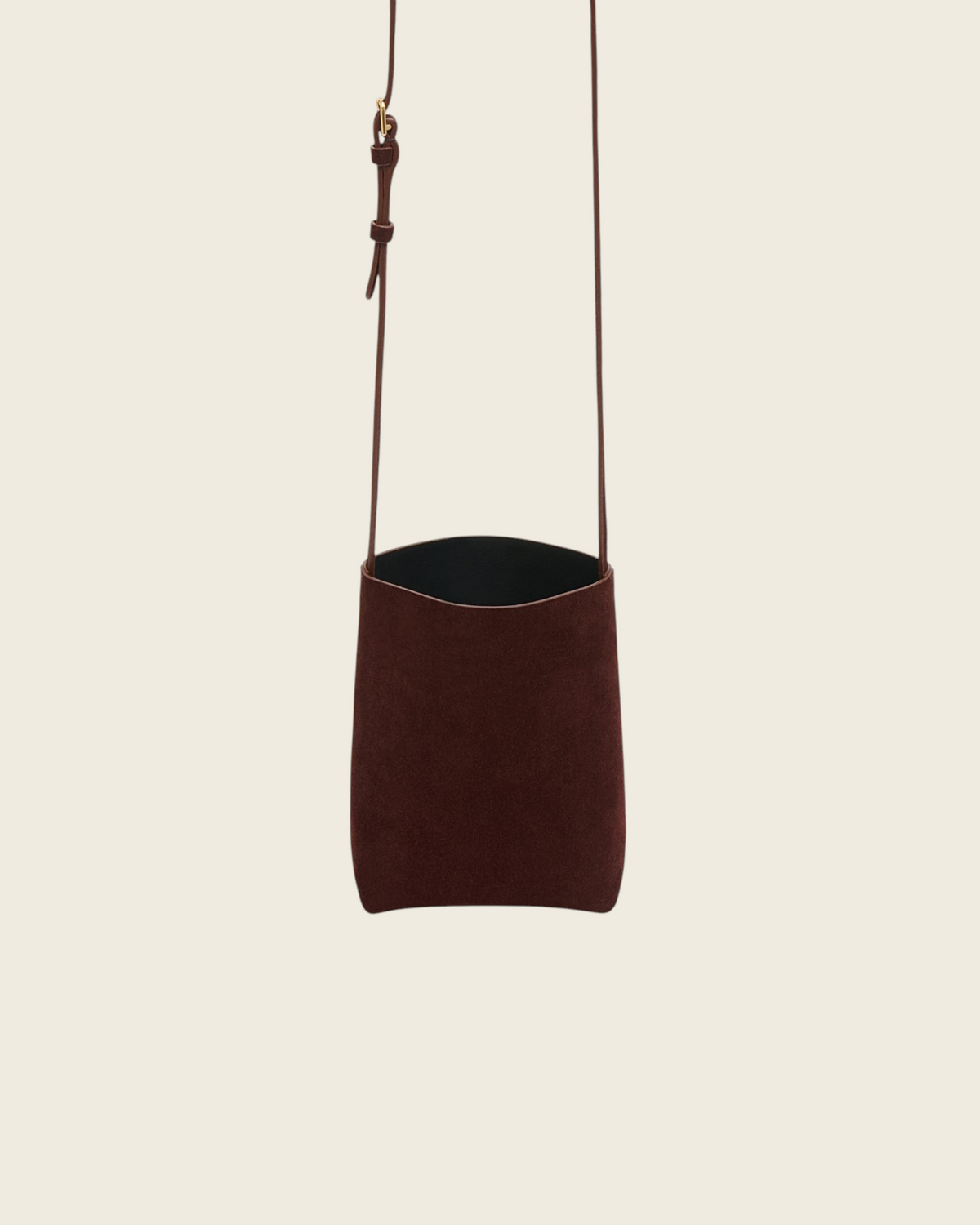Weldun Mansur Gavriel chocolate brown Italian calf suede Everyday Cabas crossbody bag with adjustable strap
