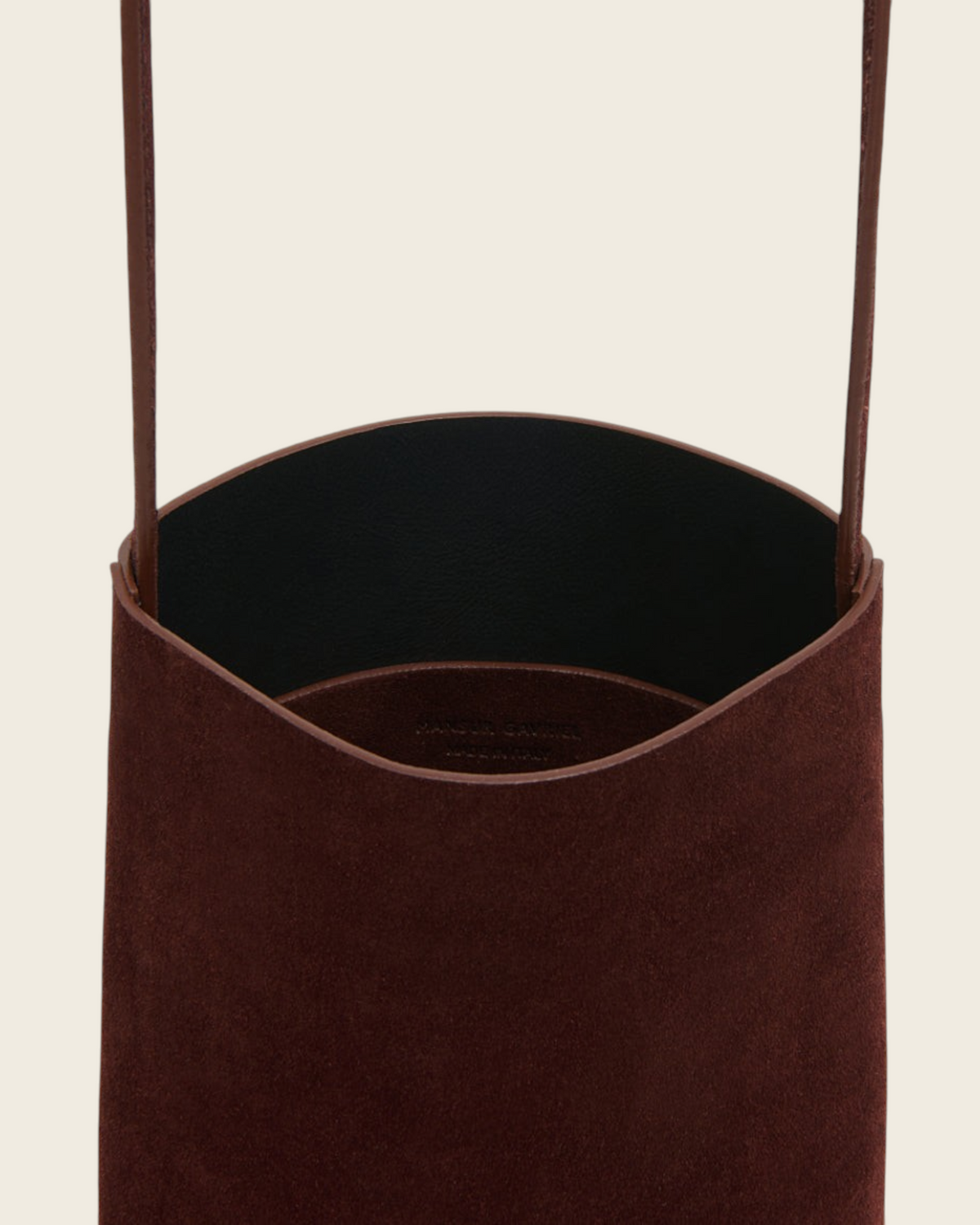 Weldun Mansur Gavriel Everyday Cabas crossbody bag in chocolate brown Italian calf suede with an adjustable strap