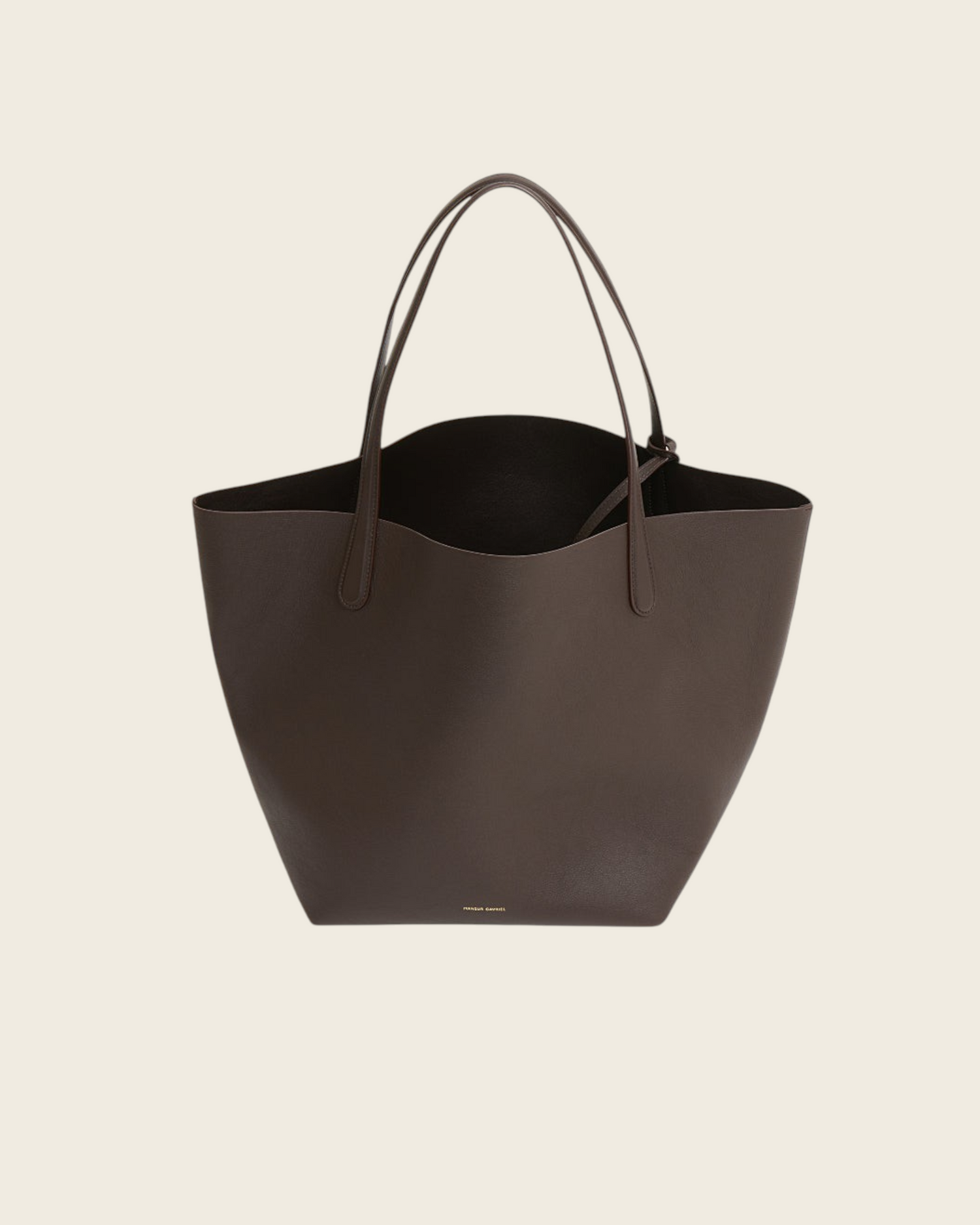 Weldun Mansur Gavriel Everyday Soft Tote in ebony brown Italian calf leather with structured top handles