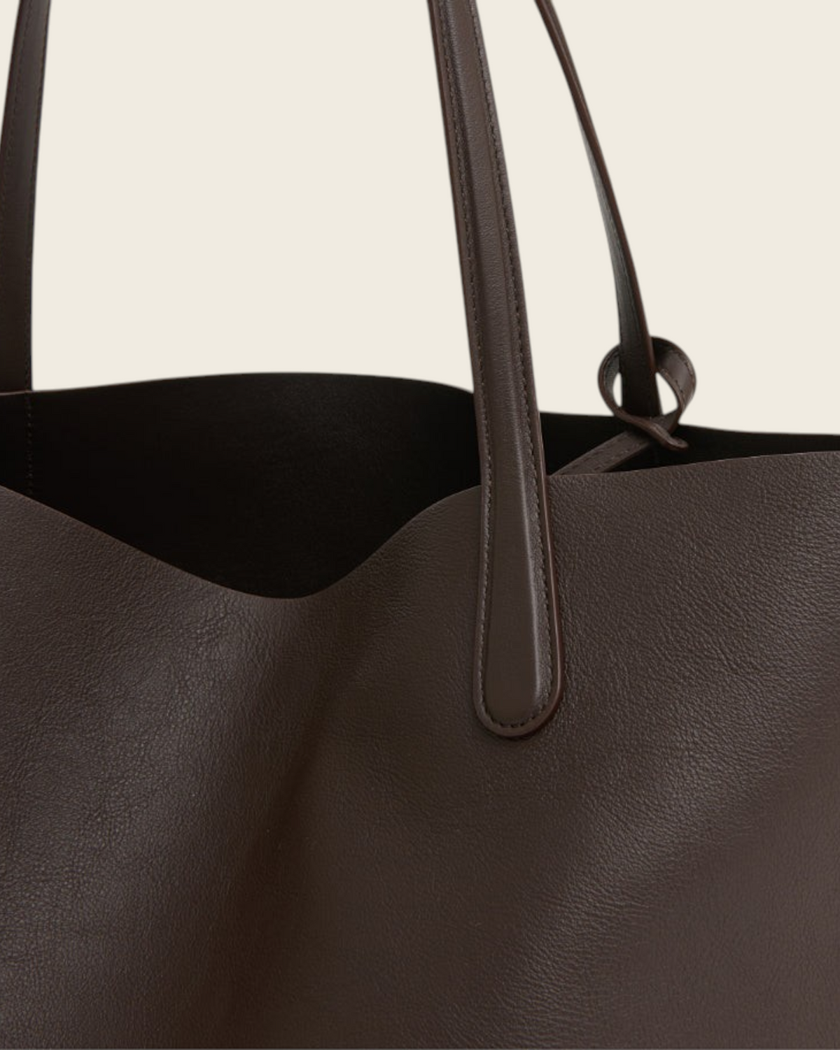 Weldun Mansur Gavriel Everyday Soft Tote in ebony brown Italian calf leather with reinforced shoulder handles