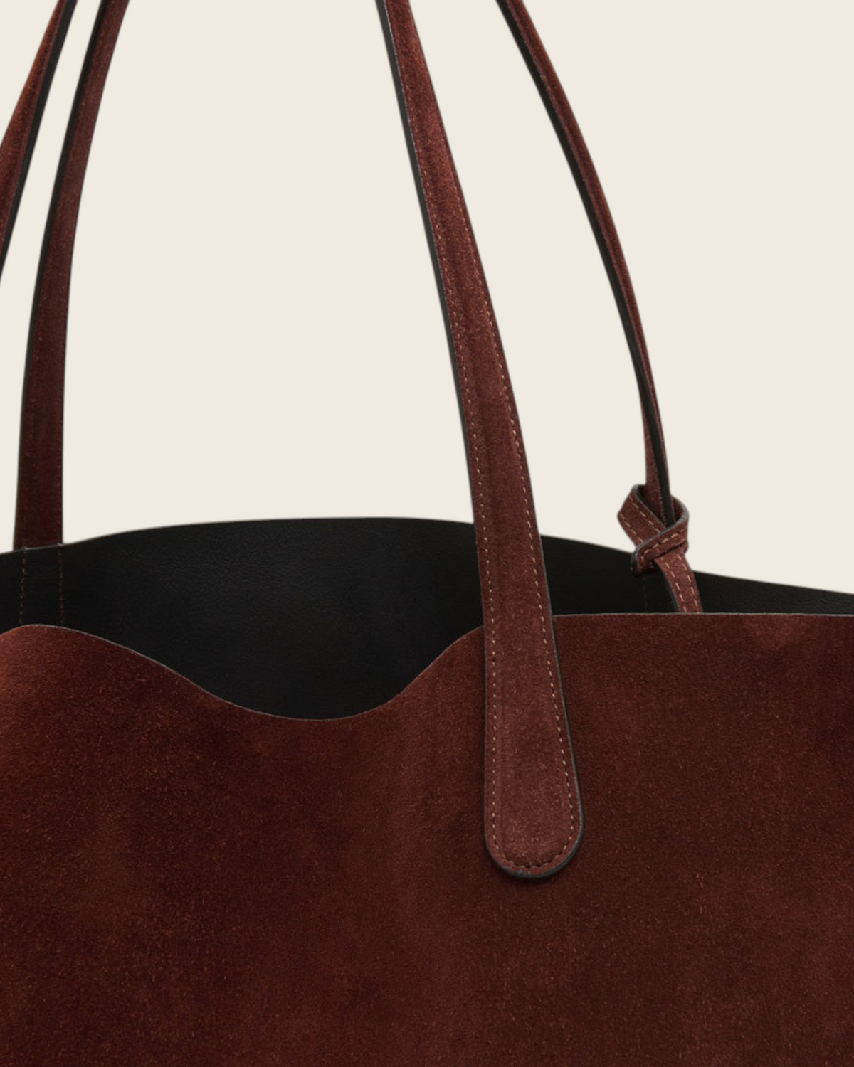Weldun Mansur Gavriel Everyday Soft Tote in chocolate brown Italian suede with reinforced shoulder straps