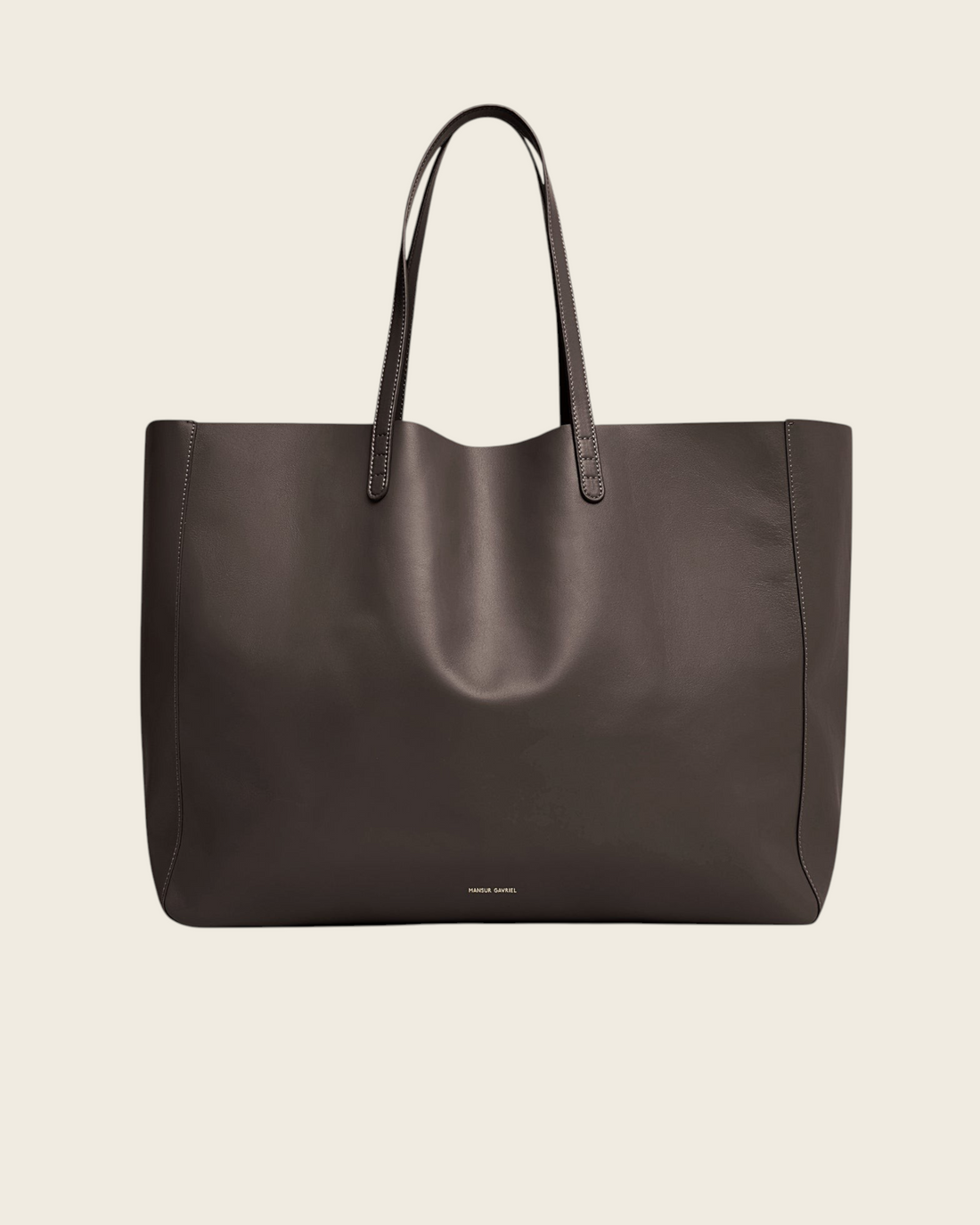 Weldun Juno oversized tote bag in ebony brown lambskin leather with a minimalist slouchy design