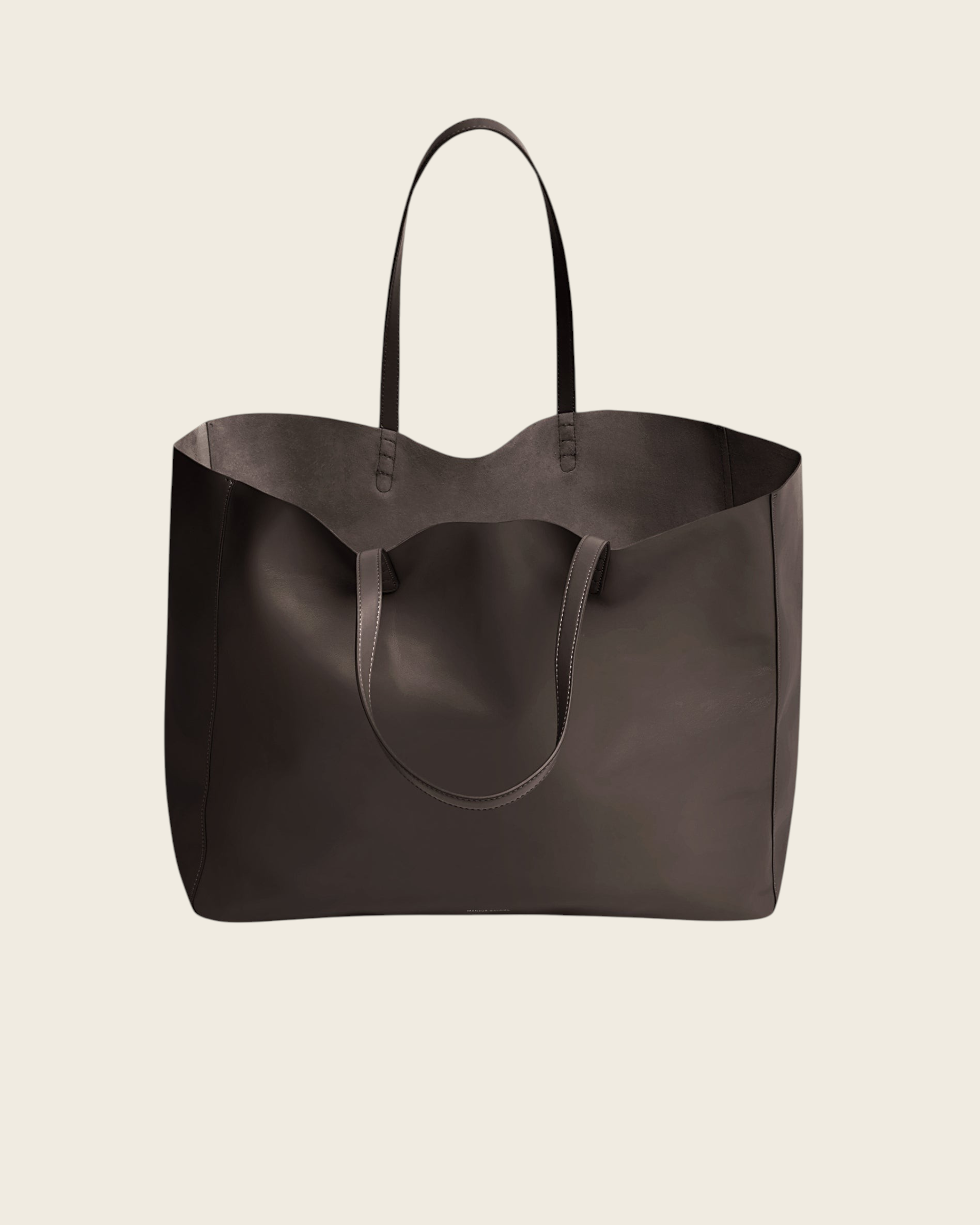 Weldun Juno oversized tote bag in ebony brown lambskin leather with a minimalist slouchy design