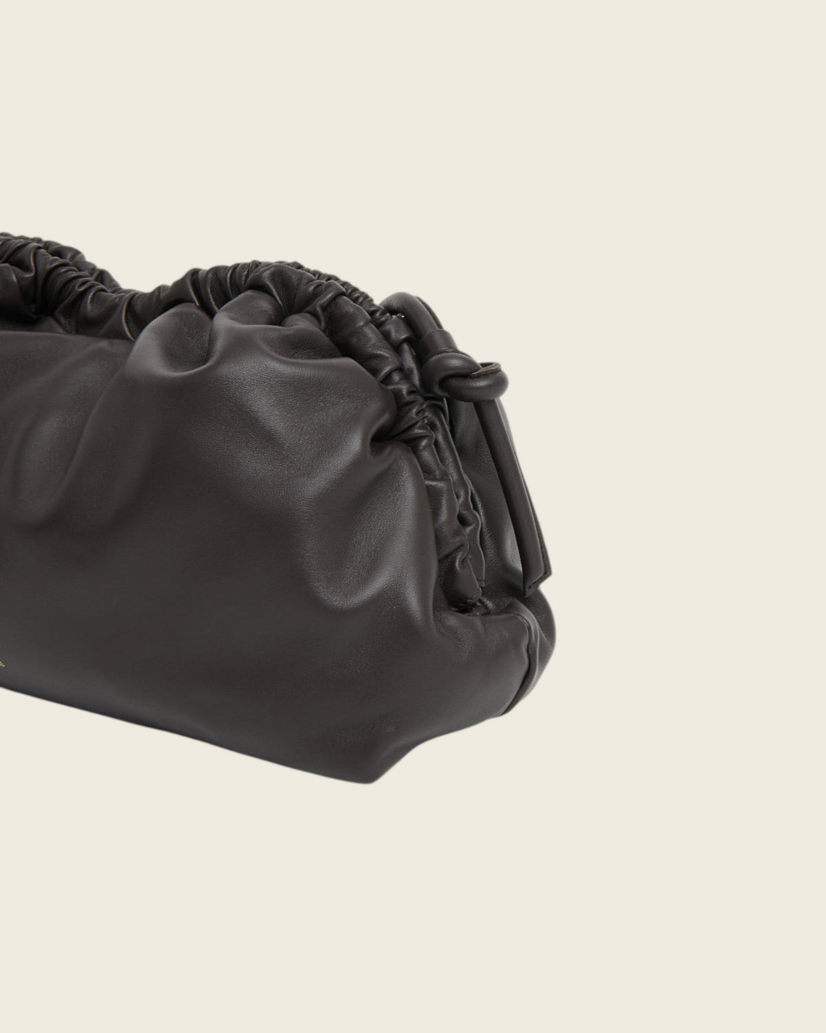 Weldun Mansur Gavriel Oversized Cloud Clutch in ebony brown soft Italian lambskin with gathered detail