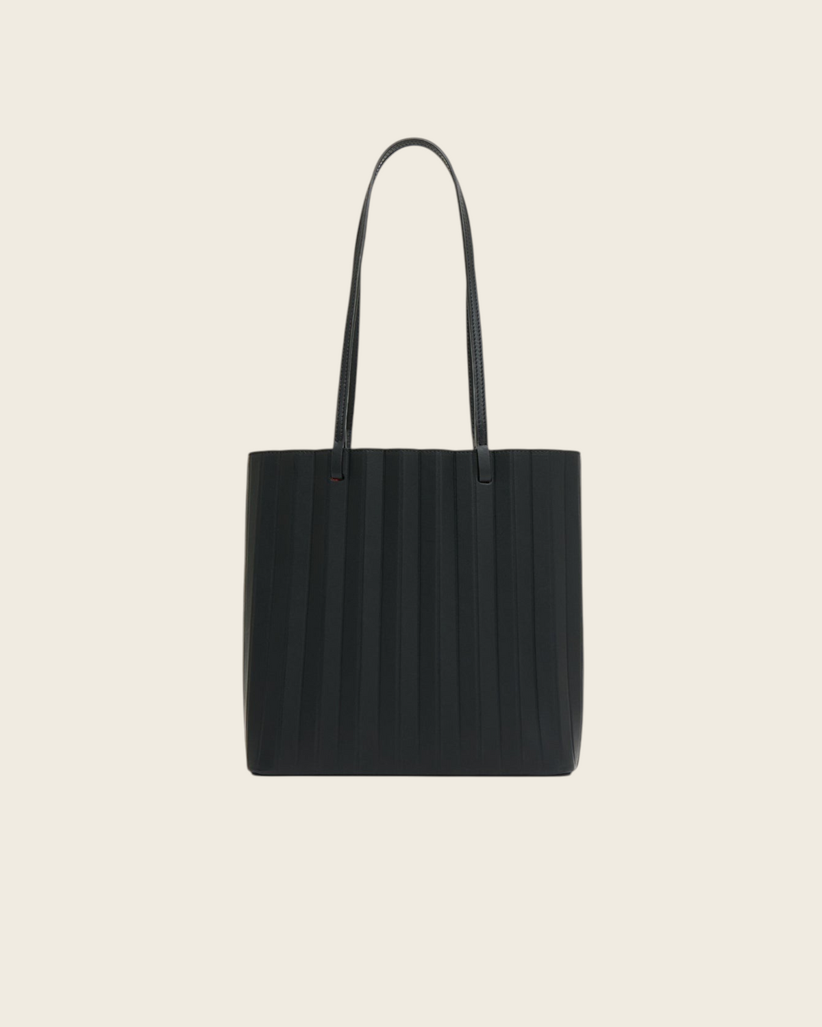 Weldun Mansur Gavriel black hand-pleated Italian leather Filo tote bag with long shoulder straps