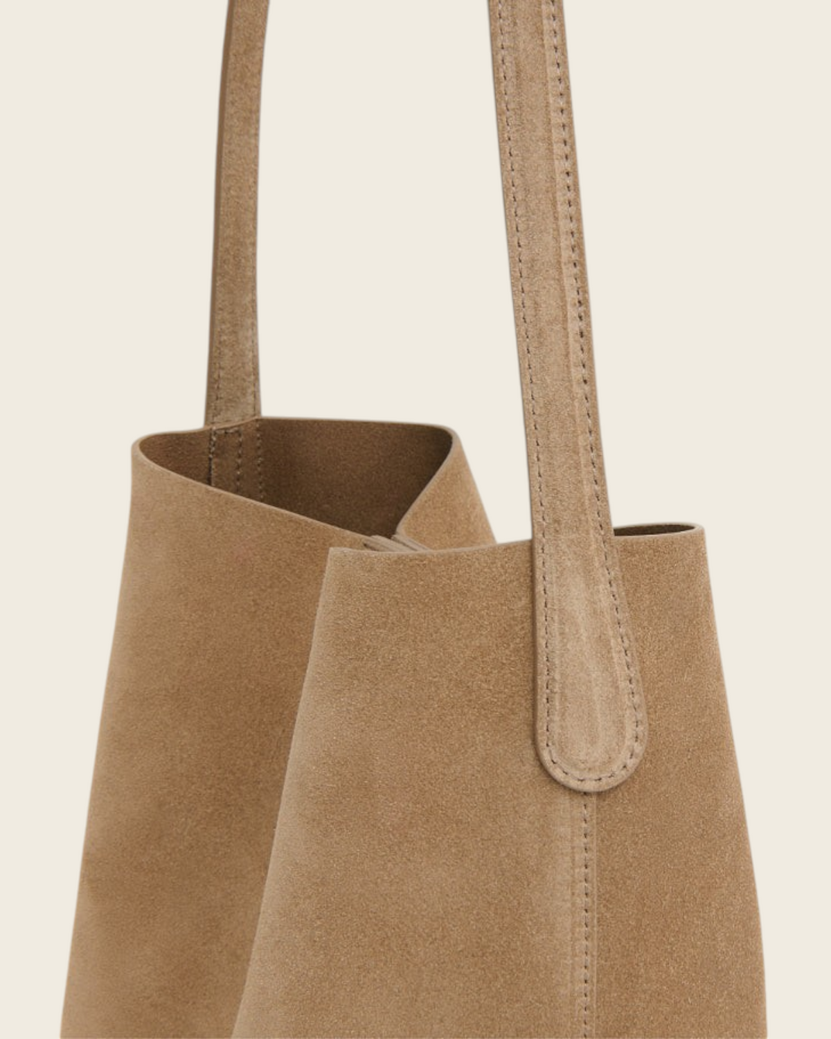 Weldun Mansur Gavriel Small Everyday Cabas in anise suede with elongated top handles and a slouchy silhouette.