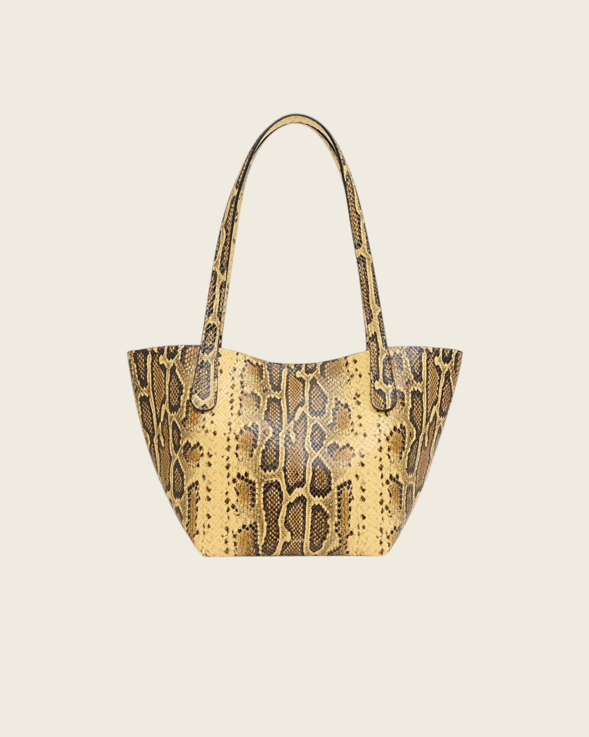 Weldun Mansur Gavriel small everyday soft tote in golden roccia printed Italian goat leather with Bombay handles.