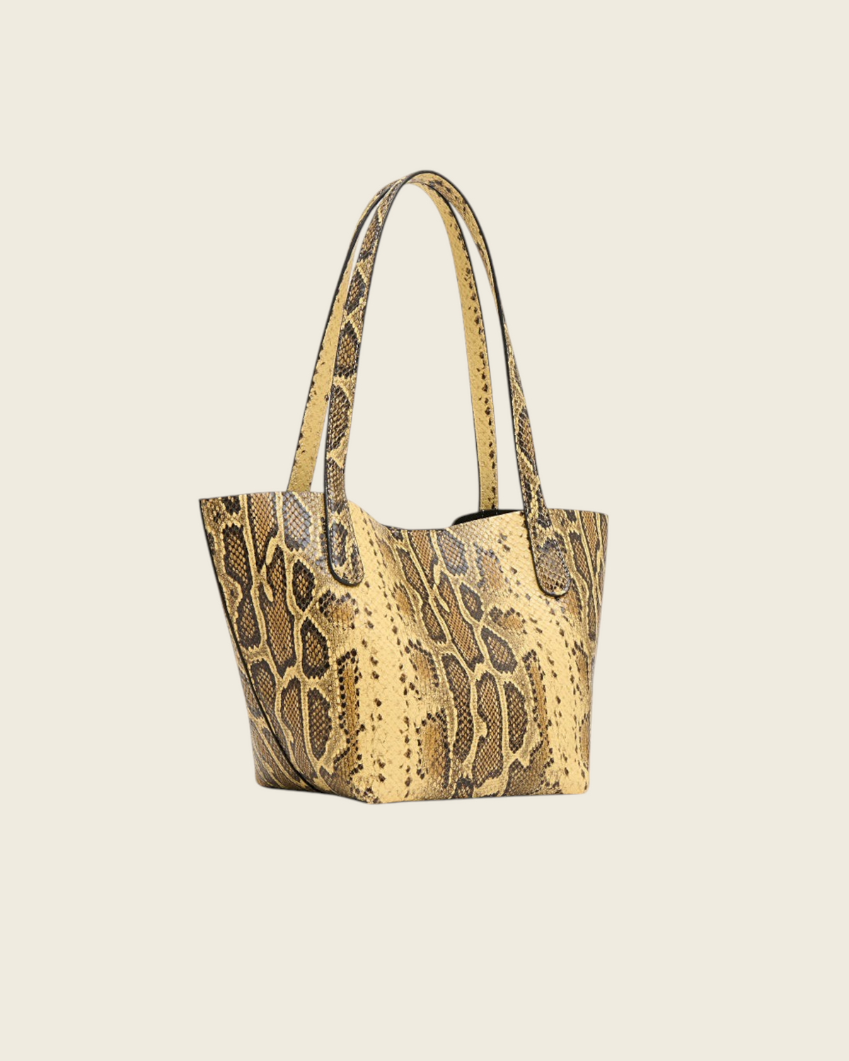 Weldun Mansur Gavriel small everyday soft tote in golden roccia snakeskin-printed Italian goat leather.