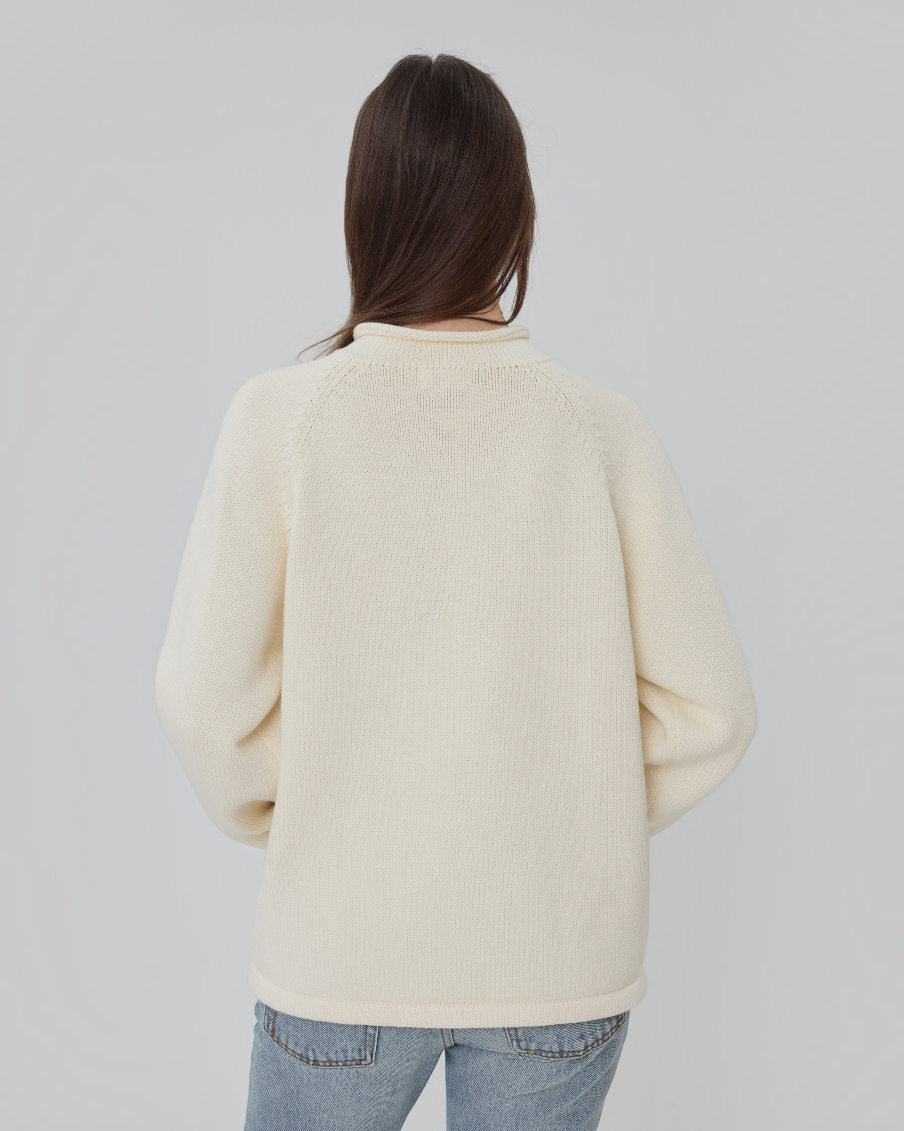 Snap Collar Sweater in Cream