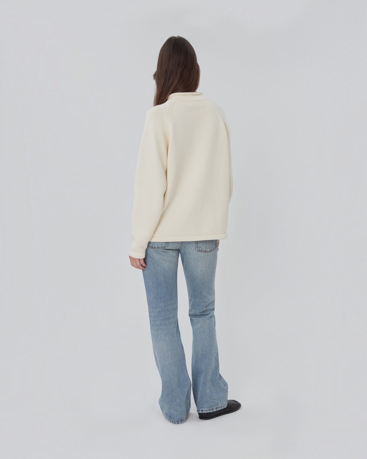 Snap Collar Sweater in Cream
