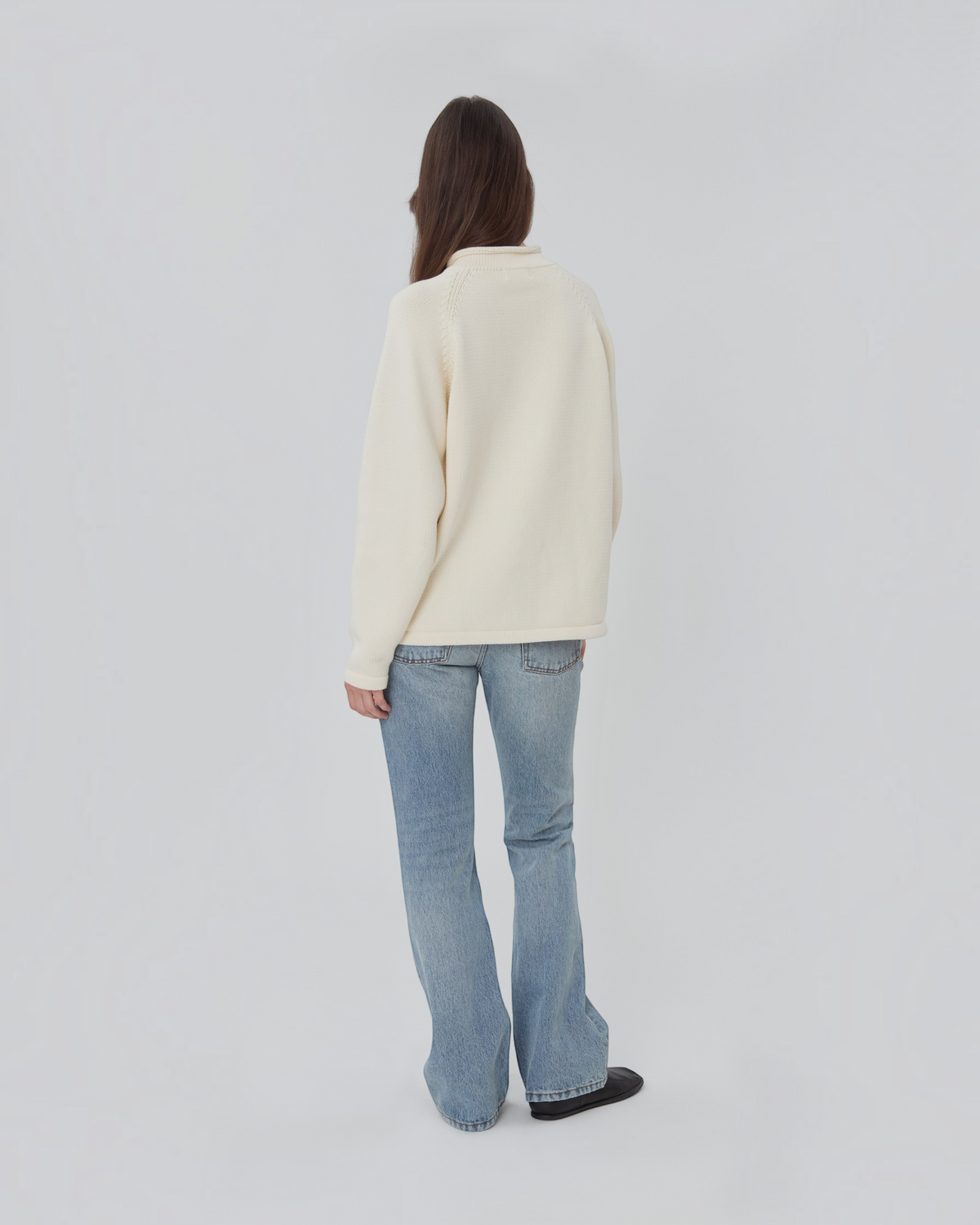 Snap Collar Sweater in Cream