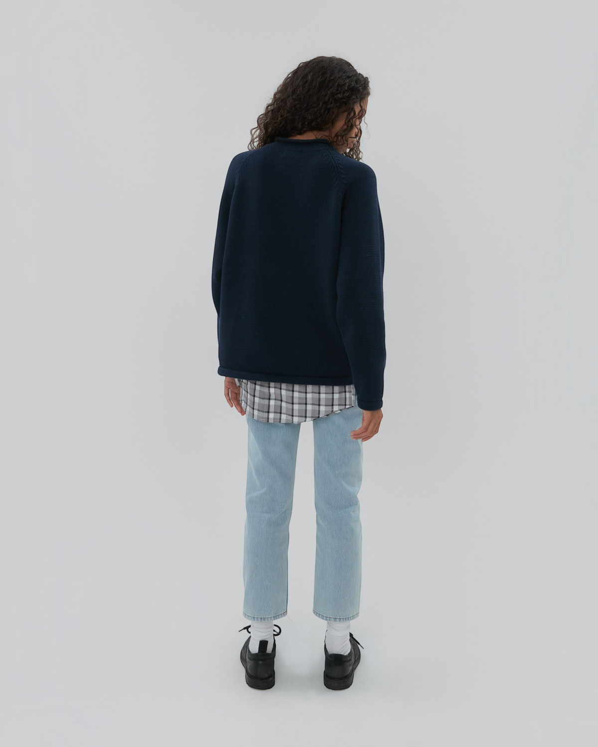 Snap Collar Sweater in Navy