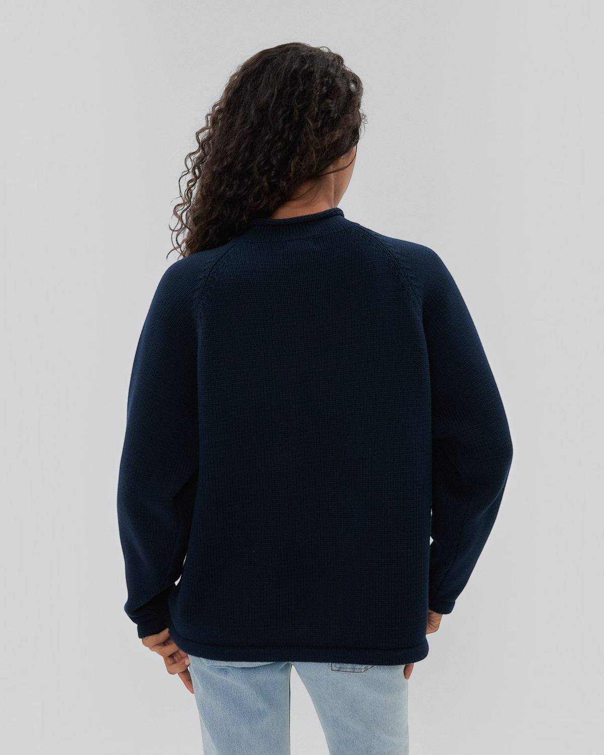Snap Collar Sweater in Navy