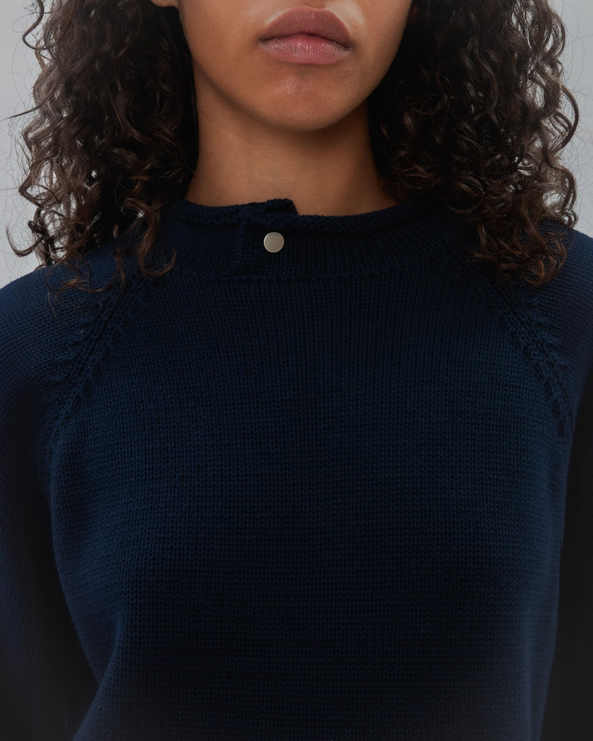 Snap Collar Sweater in Navy