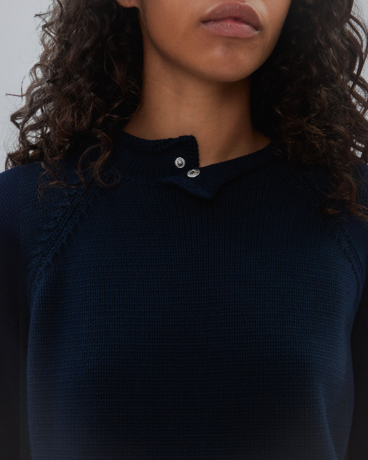 Snap Collar Sweater in Navy