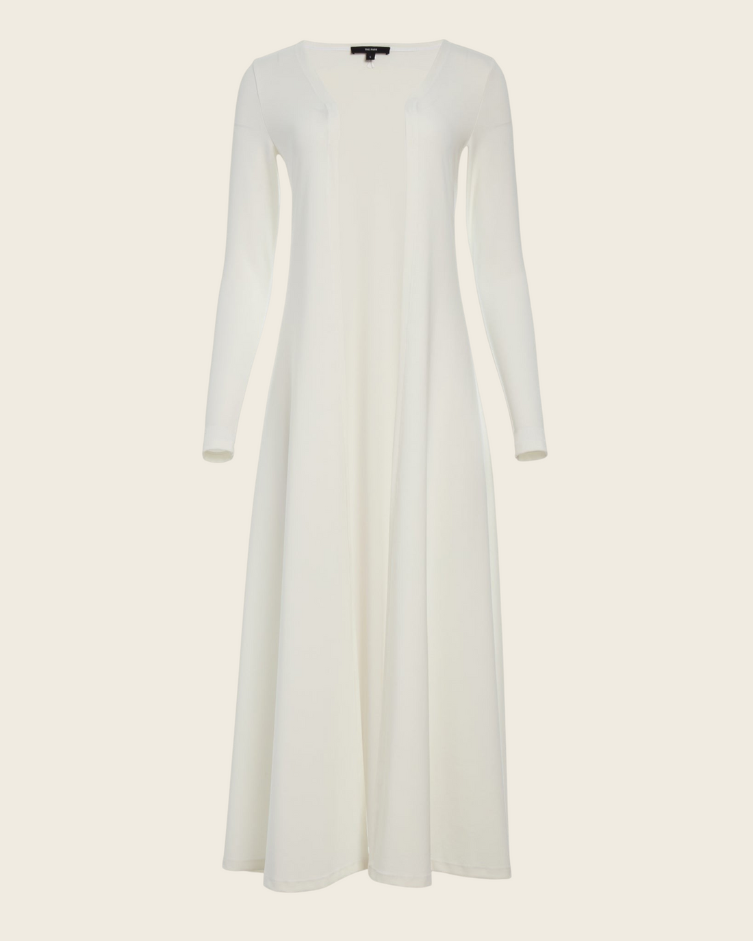 Weldun Julia long white open-front cardigan made from soft breathable PYRATEX Power 3 fabric