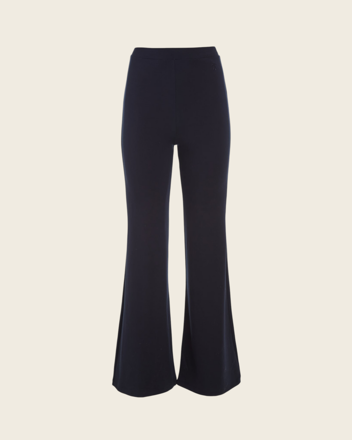 Weldun Tessa Long Pant in black featuring a high elasticated waist and a fluid flare leg in soft PYRATEX fabric.