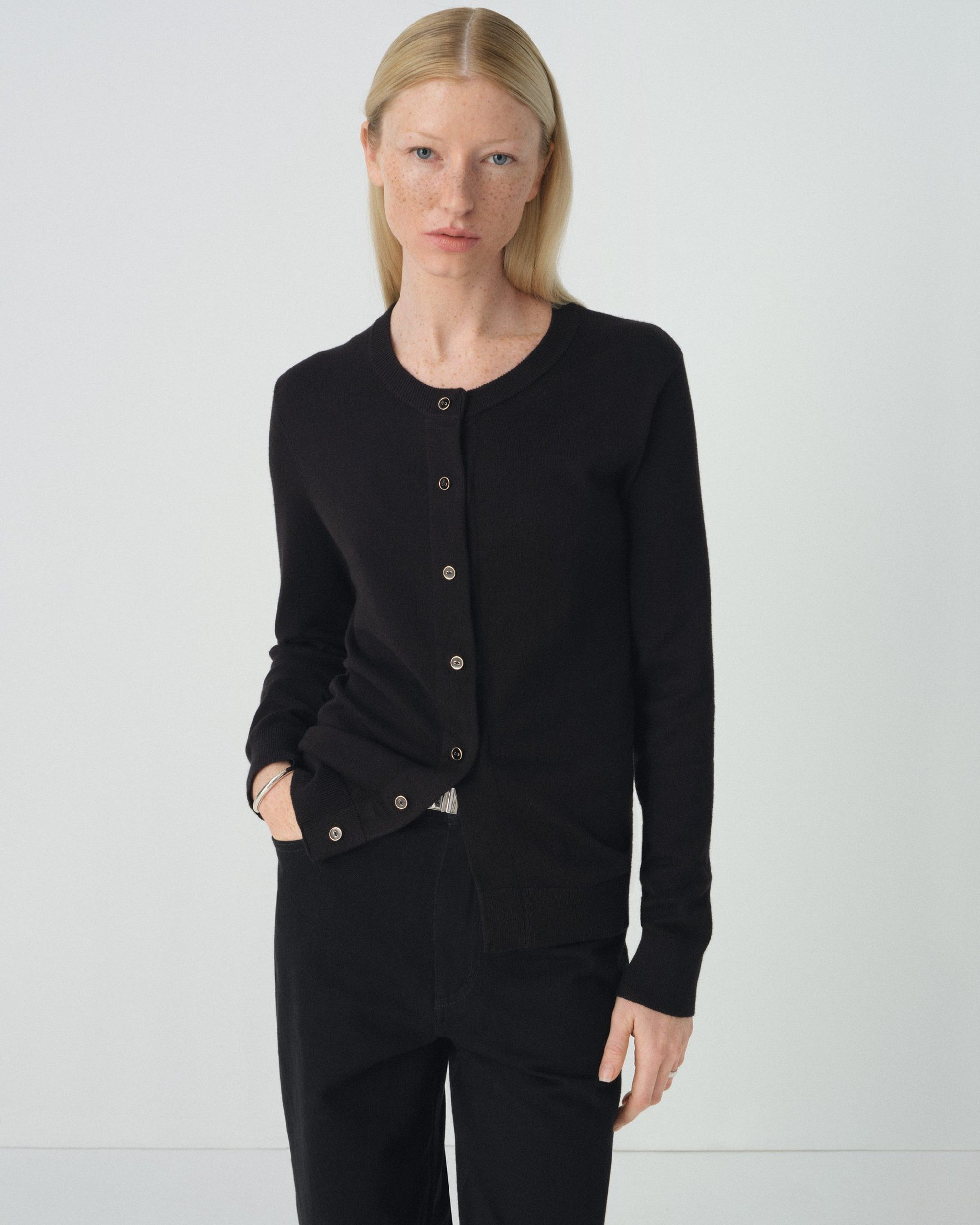 Women's Black Adaptive Magnetic Front Knit Cardigan Sweater by MagnaReady®