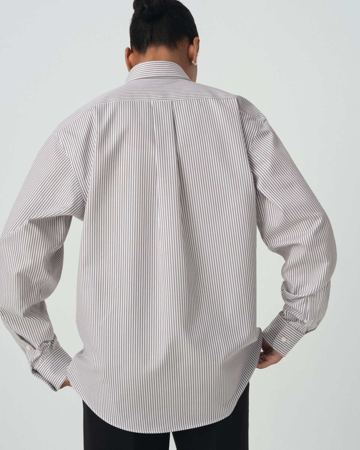 Magnetic Closure Button-Down in Grey Stripe
