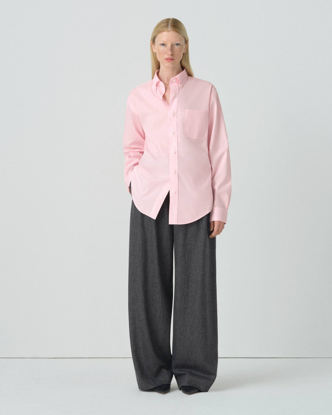 Pink Long Sleeve Button Down Collar Shirt with Magnetic Closures