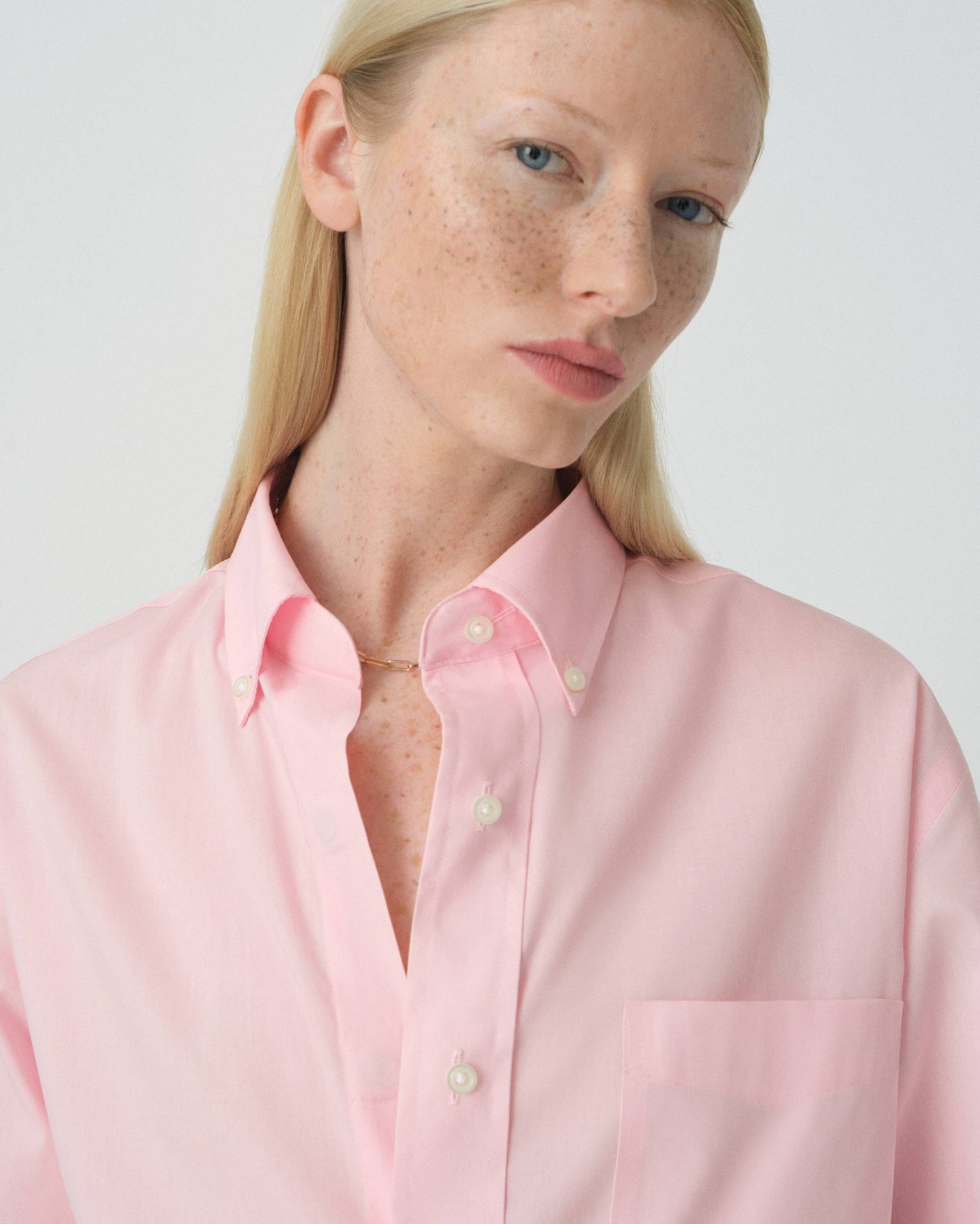 Pink Long Sleeve Button Down Collar Shirt with Magnetic Closures