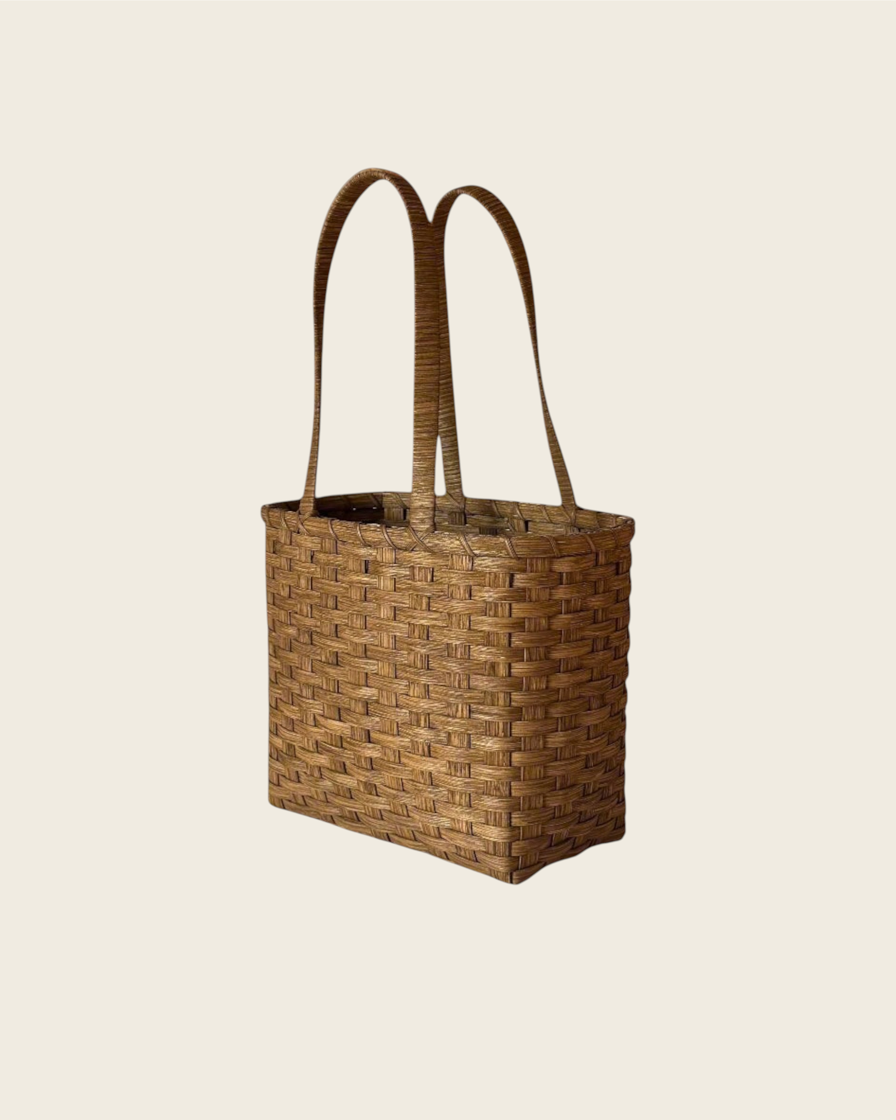 Weldun Carol lunch basket hand-woven from natural rattan with a structured rectangular shape and long shoulder straps